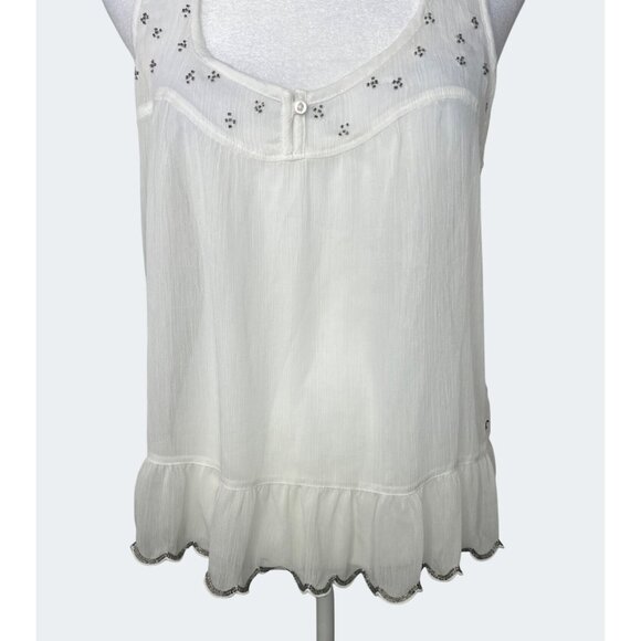 Hollister White Sleeveless Flowy Embroidered Tank Top Medium Scoop Neck - Picture 9 of 13